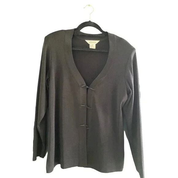 Exclusively Misook Black Long Sleeve Knitted Toggle Button Cardigan Size M - Picture 1 of 4
